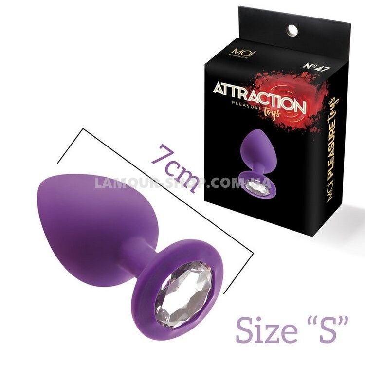 фото Анальная пробка с кристаллом MAI Attraction Toys №47 Purple, 7см, д 2,5см