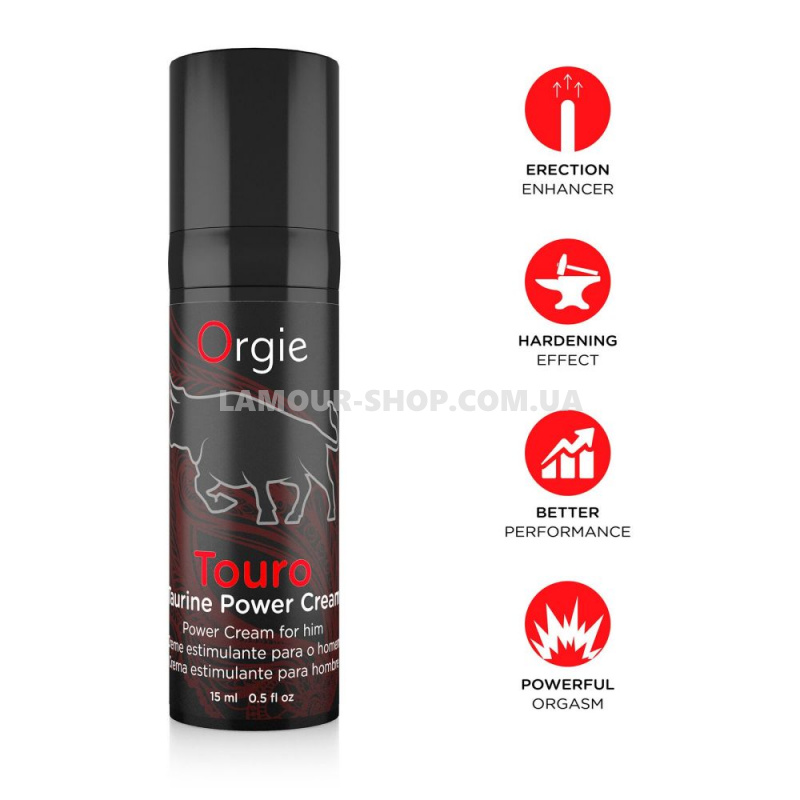 Orgie Крем для посилення ерекції Orgie Touro Power Cream, 15 мл, з таурином фото фото Крем для посилення ерекції Orgie Touro Power Cream, 15 мл, з таурином