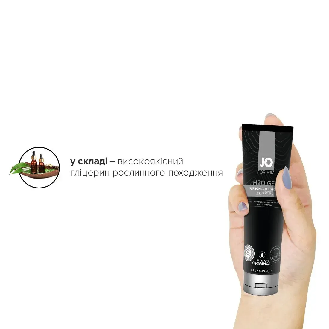 фото Змазка на водній основі JO H2O GEL — ORIGINAL (240 мл), рослинний гліцерин