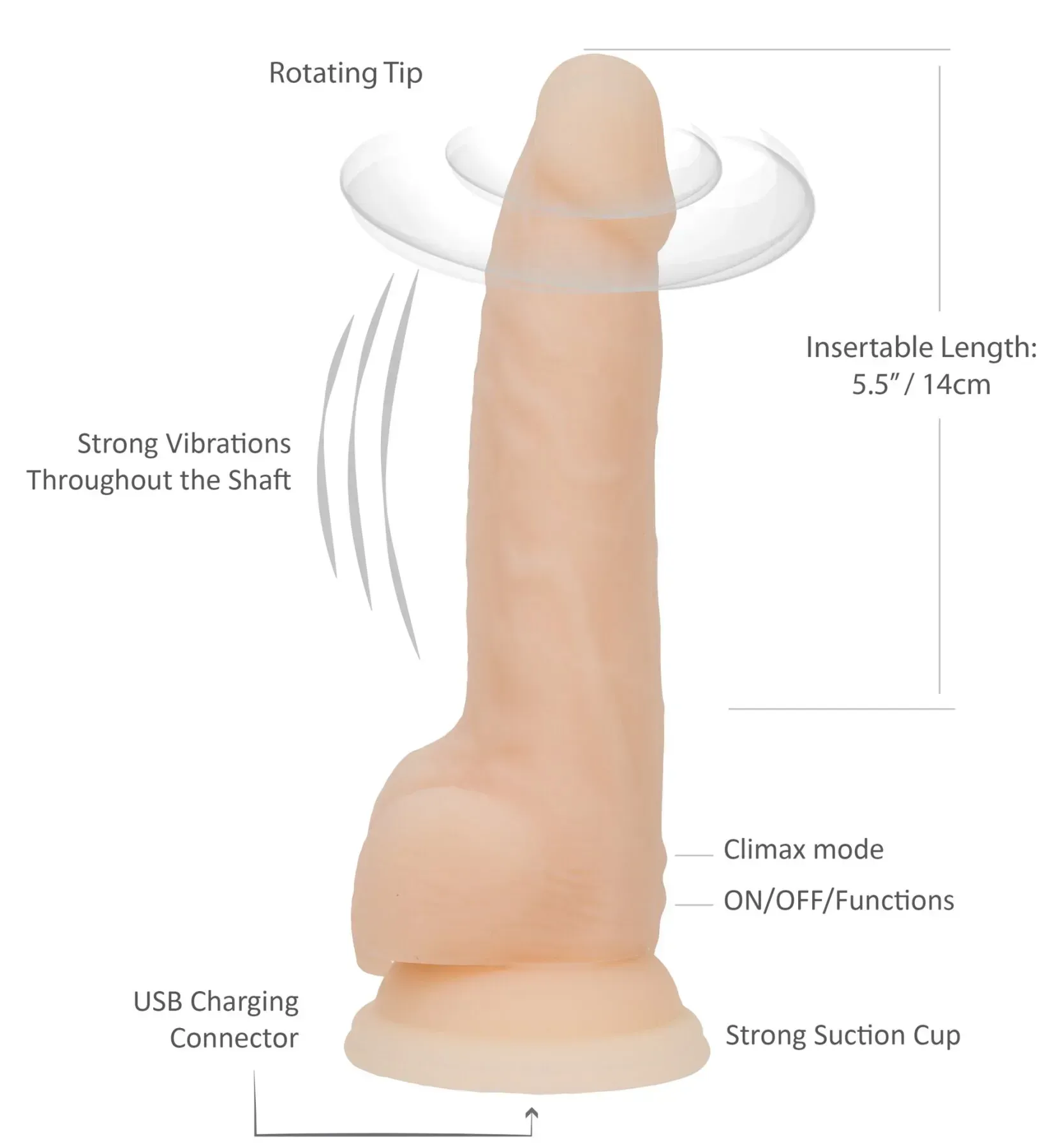 фото Фалоімітатор Naked ADDICTION James 8″ Rotating & Vibrating Do