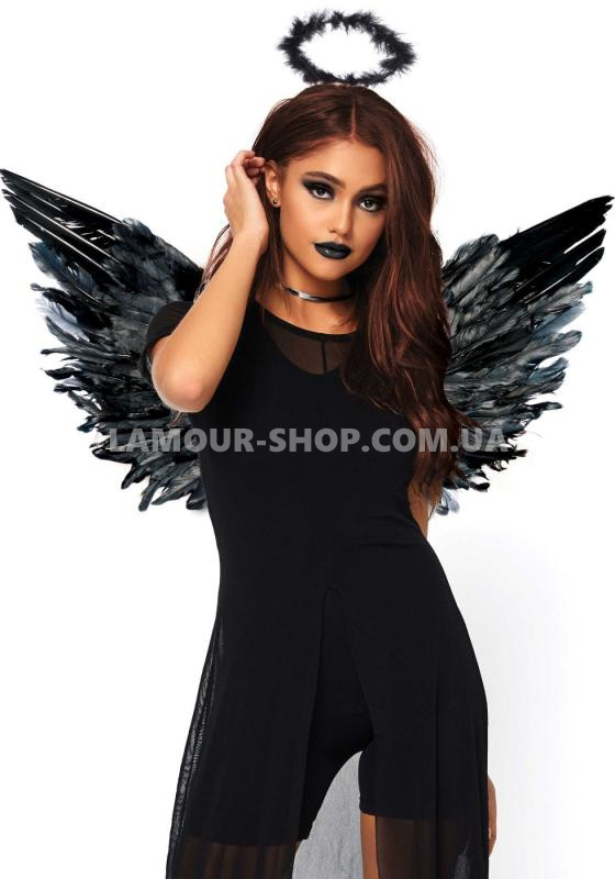 фото Крила чорного ангела Leg Avenue Angel Accessory Kit Black, крила, німб