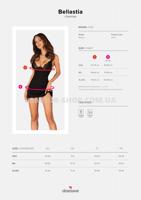 Obsessive Сорочка Obsessive Bellastia chemise & thong M/L фото фото Сорочка Obsessive Bellastia chemise & thong M/L
