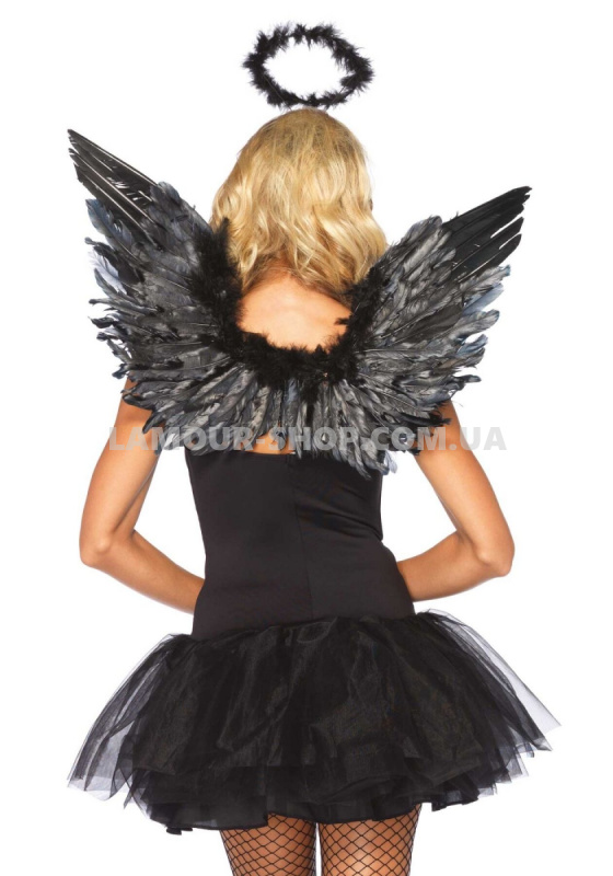 фото Крила чорного ангела Leg Avenue Angel Accessory Kit Black, крила, німб