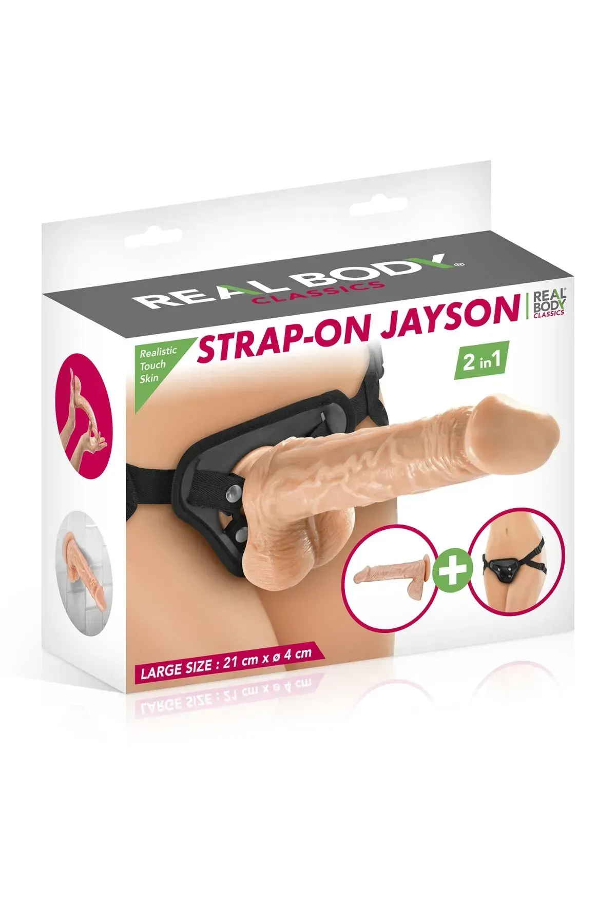 фото Жіночий страпон-трусики 2в1 Real Body — Jayson: довжина 21 см, діам. 4 см
