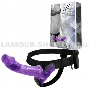 фото Женский страпон  Ultra Passionate Harness Vibrating Purple