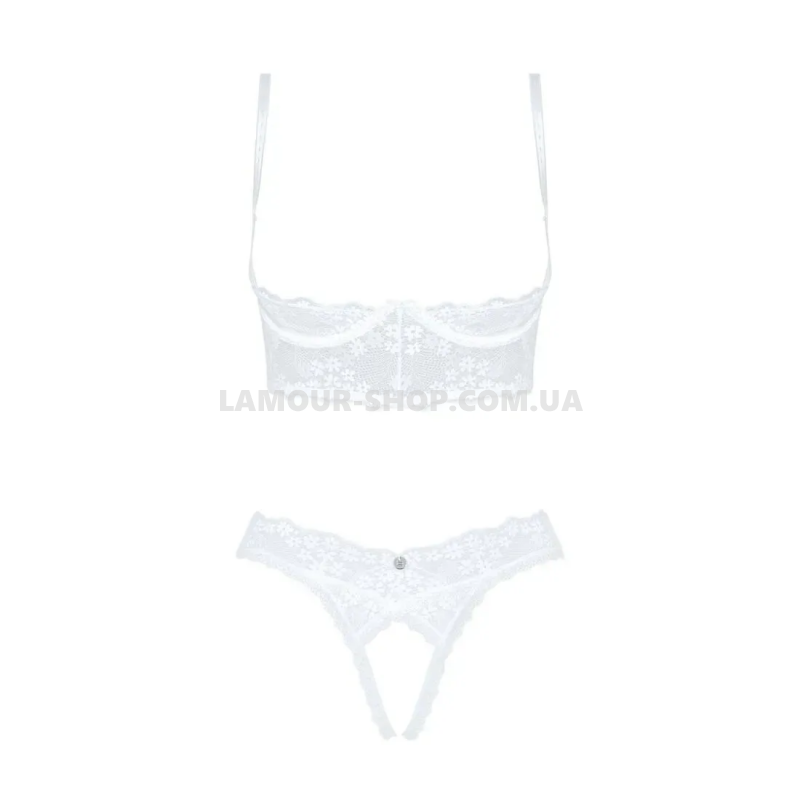фото Комплект  Obsessive Heavenlly 2-pcs cupless set XS/S, відкриті груди, з дост