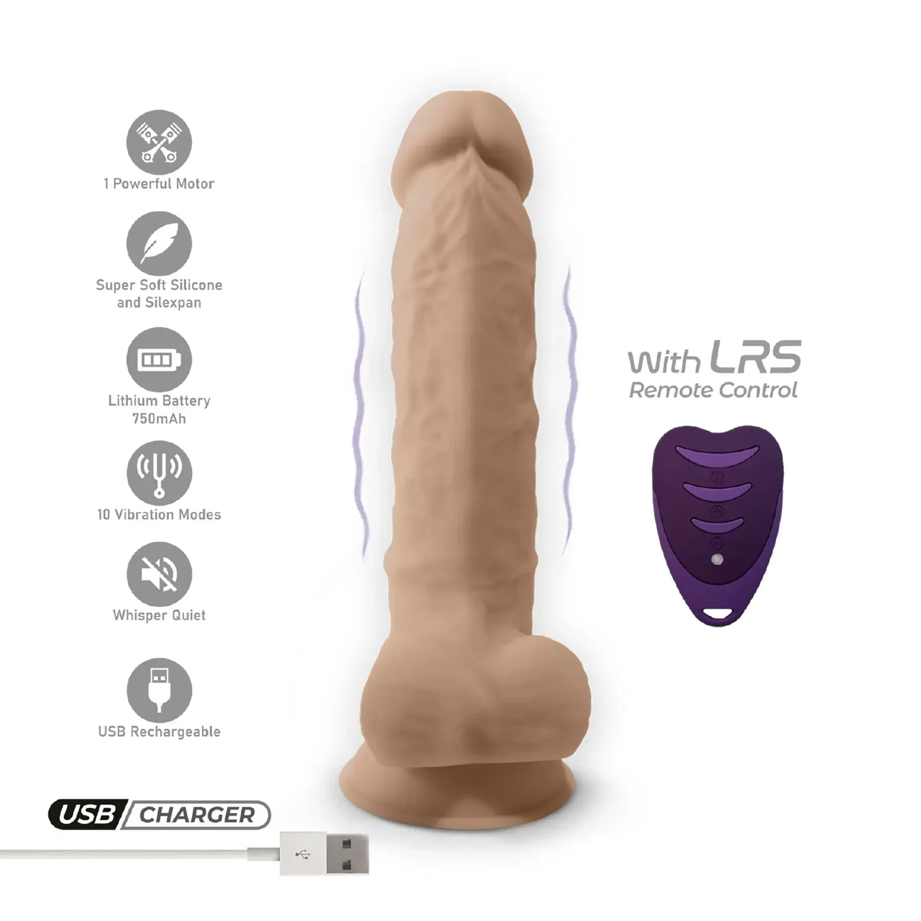 фото Фалоімітатор SO8213 з вібрацією SilexD Vetus Vibro Flesh (MODEL 1 size 8in) + LRS