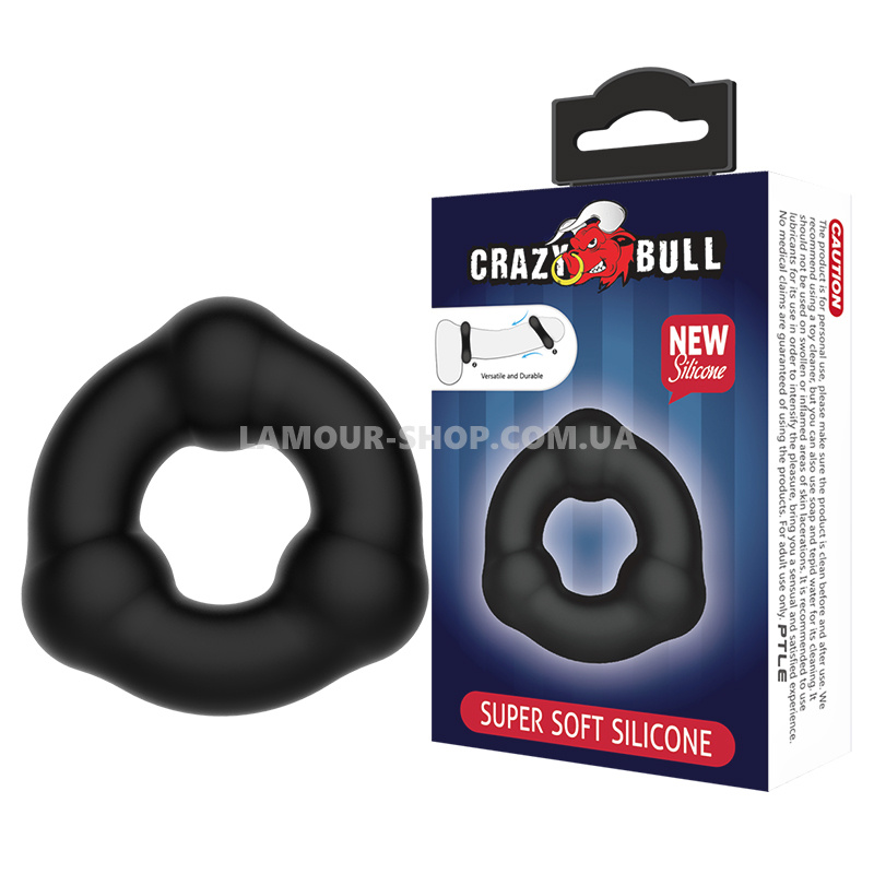 фото Ерекційне кільце зі стимулюючими кульками Crazy Bull Super Soft Silicon 