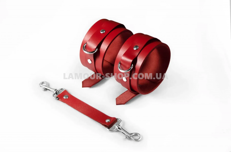 Feral Feelings Поножі Feral Feelings – Ankle Restraints, натуральна шкіра, red фото фото Поножі Feral Feelings – Ankle Restraints, натуральна шкіра, red
