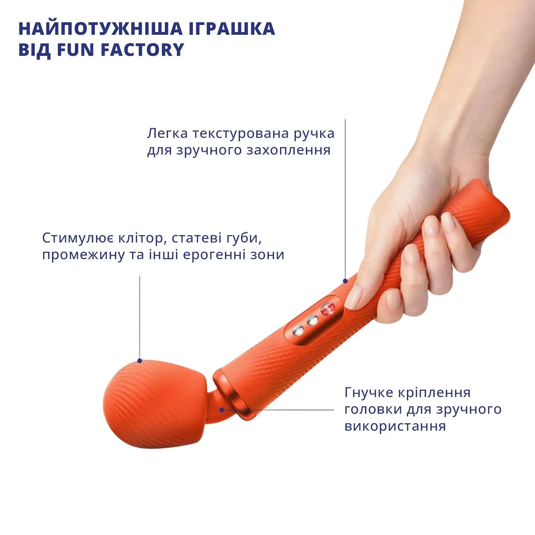 фото Вібромасажер Fun Factory VIM Vibrating Wand sunrise orange, суперпотужний
