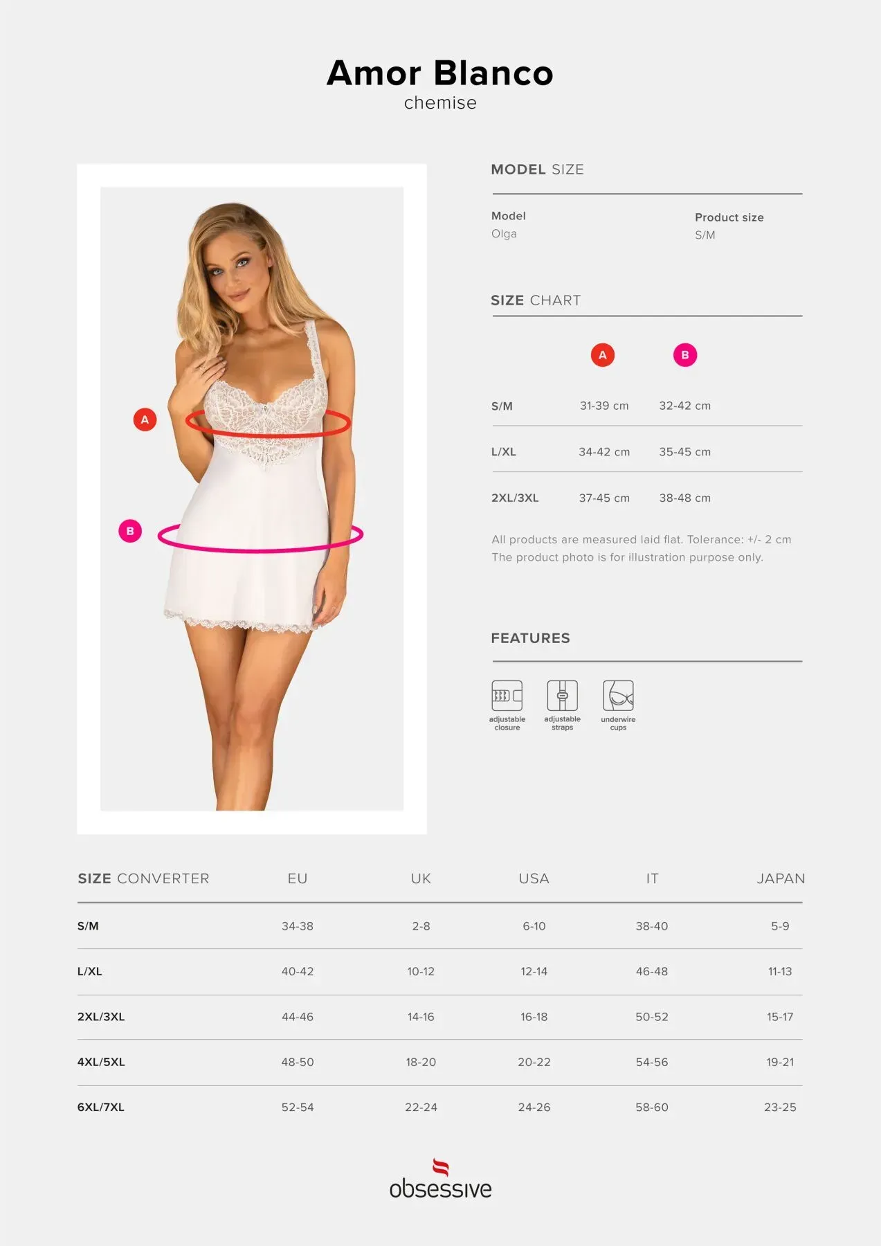 фото Сорочка  Obsessive Amor Blanco underwire chemise & thong white S/M