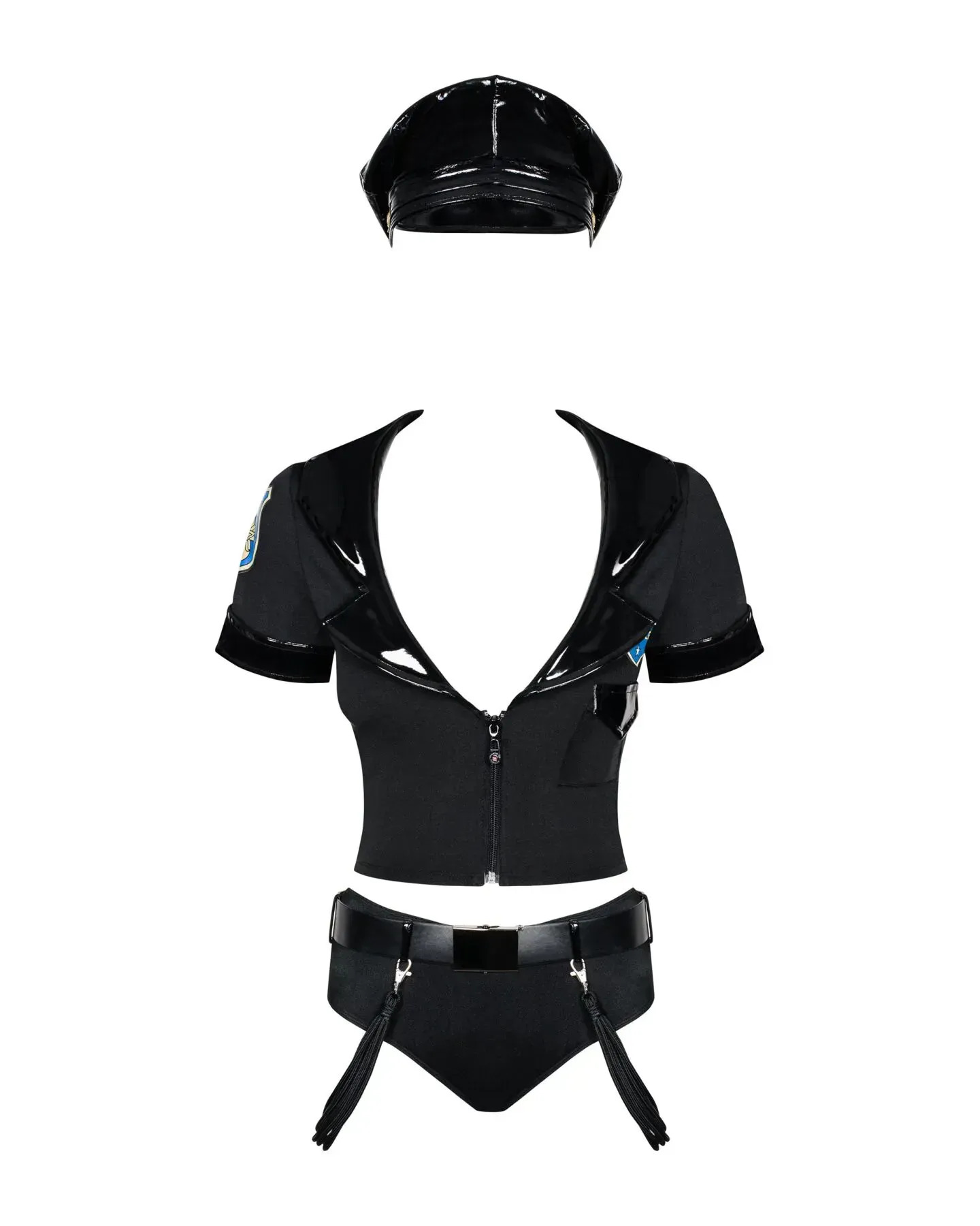 фото Костюм поліціянтки  Obsessive Police set S/M, black, топ, шорти, кепка