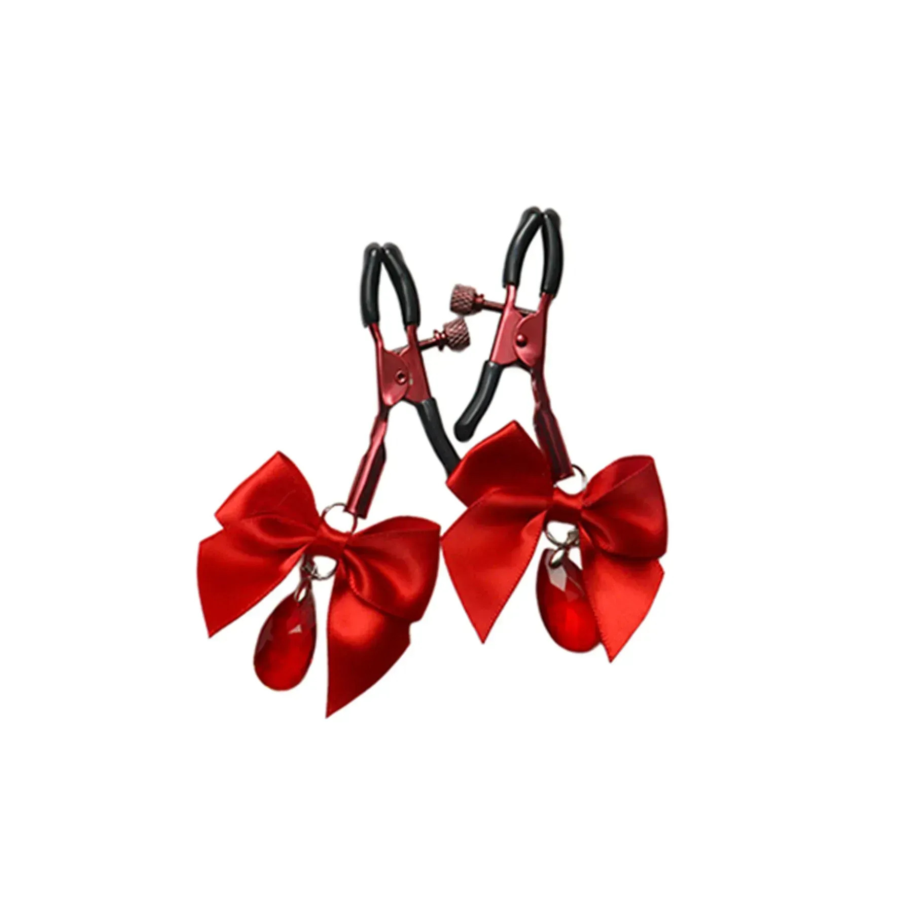 фото Затискачі для сосків з регулюванням Art of Sex - Flirty Bow, колір червоний