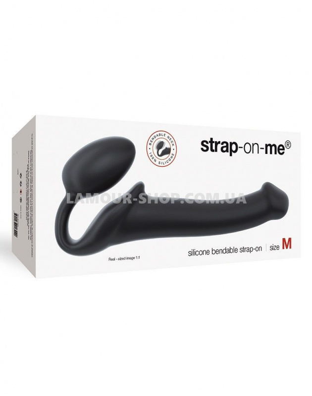 фото Страпон Strap-On-Me Black M, повністю регульований, діаметр 3,3 см