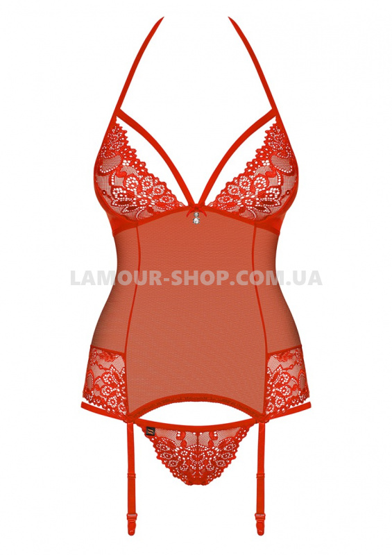 Obsessive Корсет Corset & Thong Red S/M фото фото Корсет Corset & Thong Red S/M