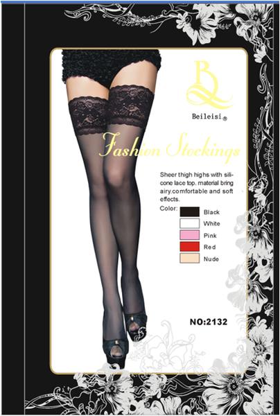 Чулки Beileisi белые классические с кружевной резинкой