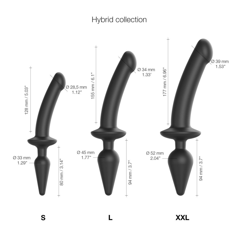 фото Анальна пробка ділдо 2в1 Strap-On-Me SWITCH PLUG-IN DILDO Black S