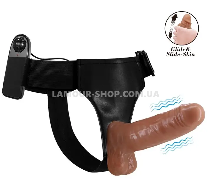 фото Страпон з вібрацією Ultra Passionate Harness Realdeal Penis 6.2" - Brown
