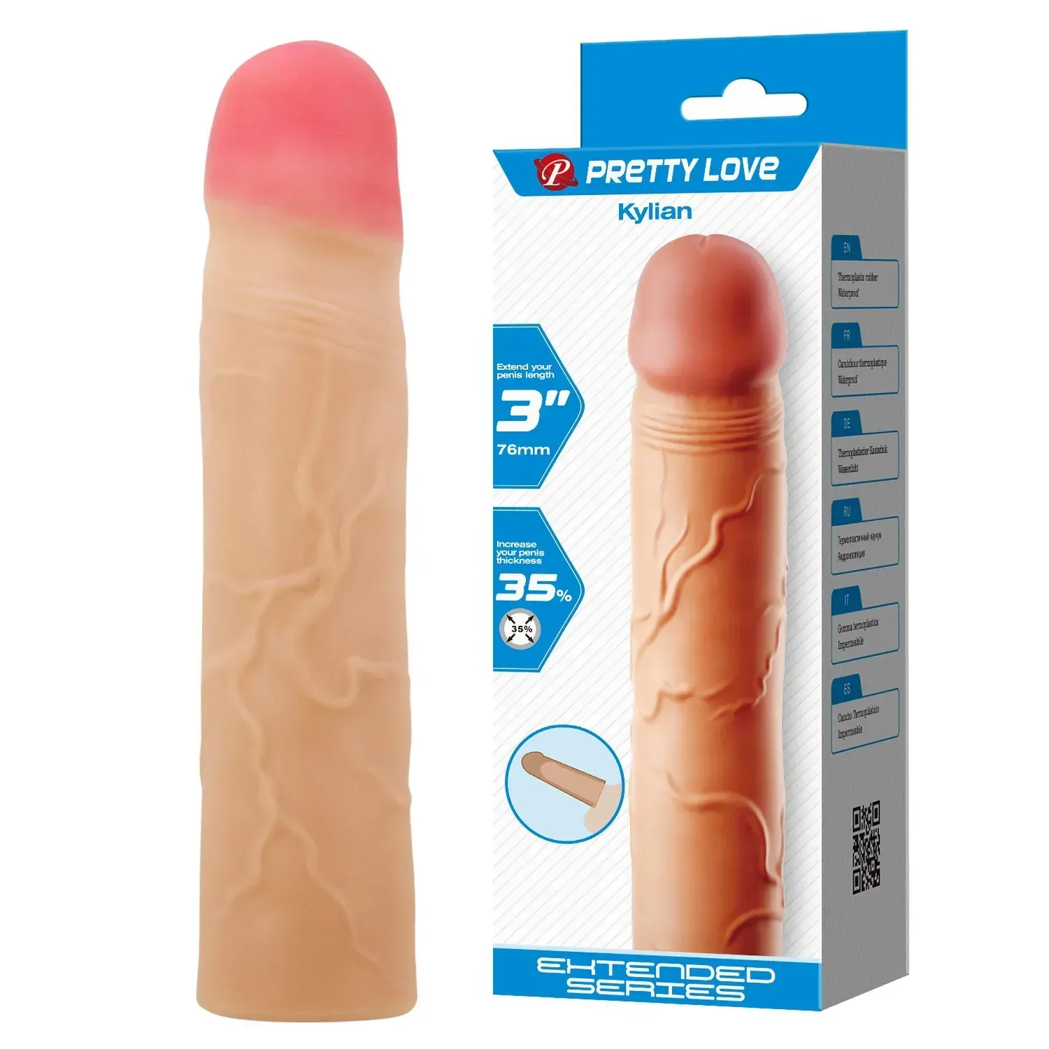 фото Подовжуюча насадка презерватив Pretty Love - Kylian 3"( 76 mm) Extended Series