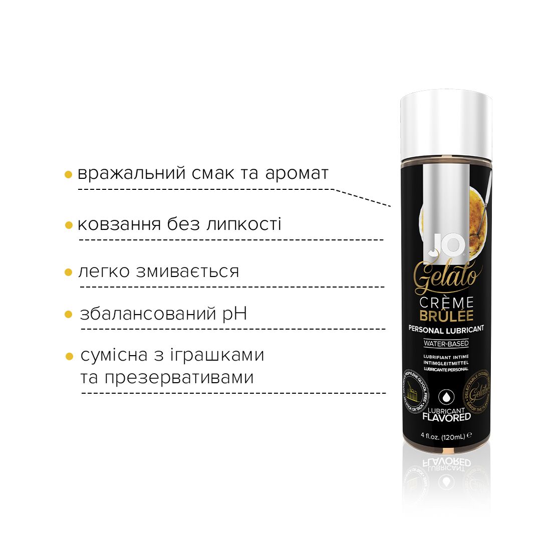 фото Змазка на водній основі JO GELATO CremeBrulee (120 мл) без цукру, парабенів