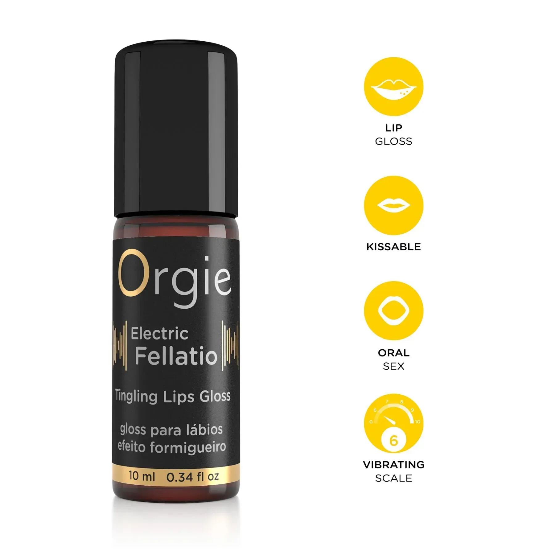 фото Блиск для губ  з ефектом вібрації Orgie Electric Fellatio Lips Gloss, 10 мл