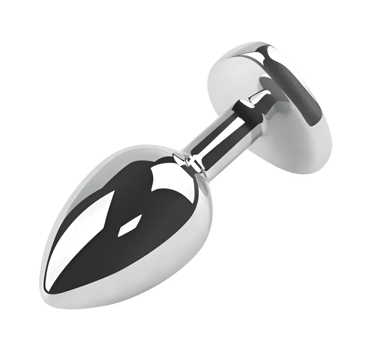 фото Анальна пробка з кристалом EGZO - Silver Round Plug Clear M