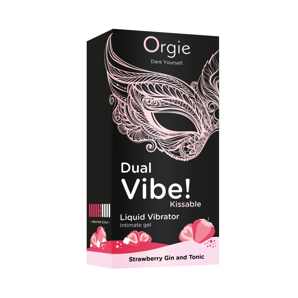 фото Рідкий вібратор Orgie Dual Vibe! Strawberry Gin & Tonic Kissable 