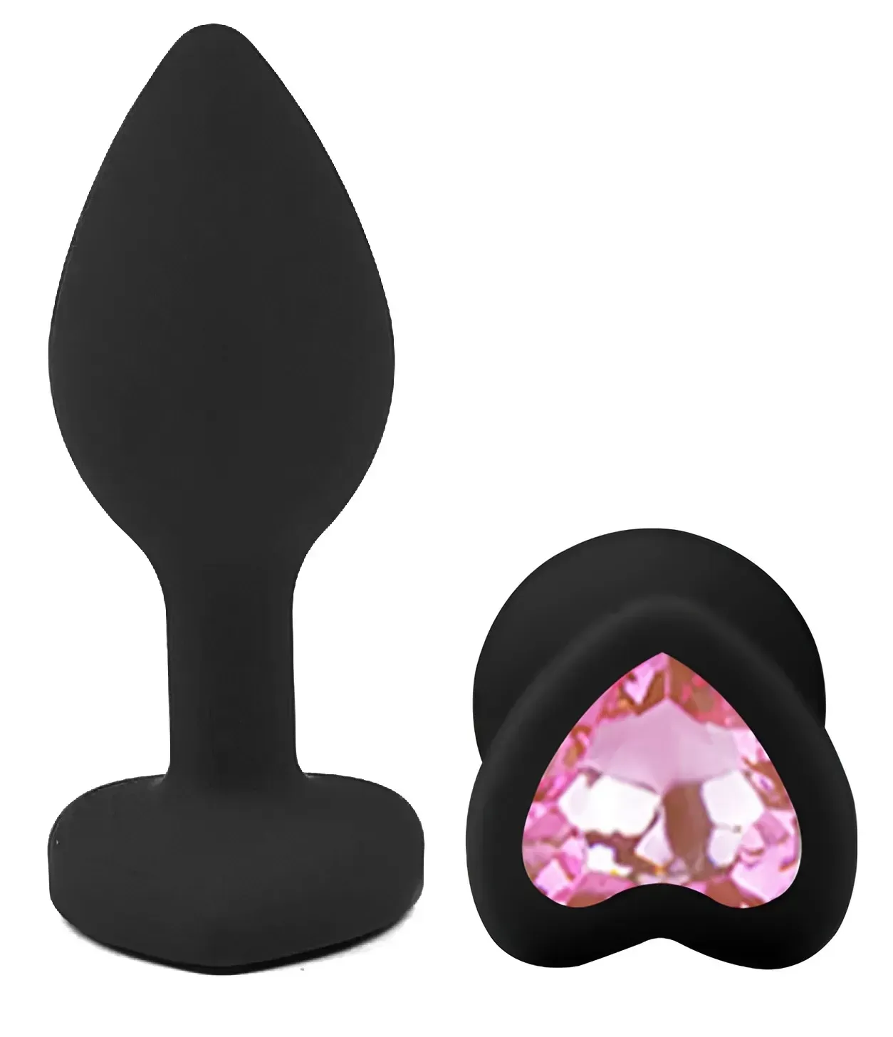 фото Силіконова анальна пробка EGZO - Silicone Black Heart Plug Pink, size S