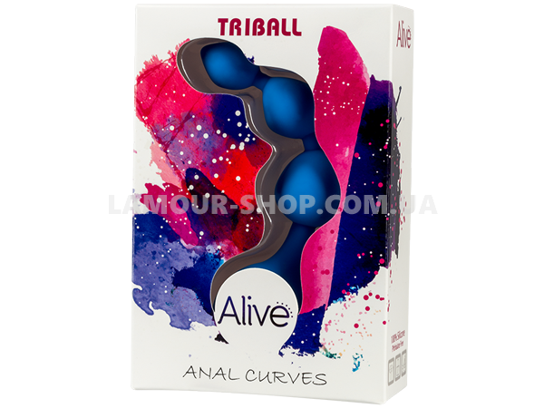 фото Анальні кульки Alive Triball Blue, силікон, макс. діаметр 2 см