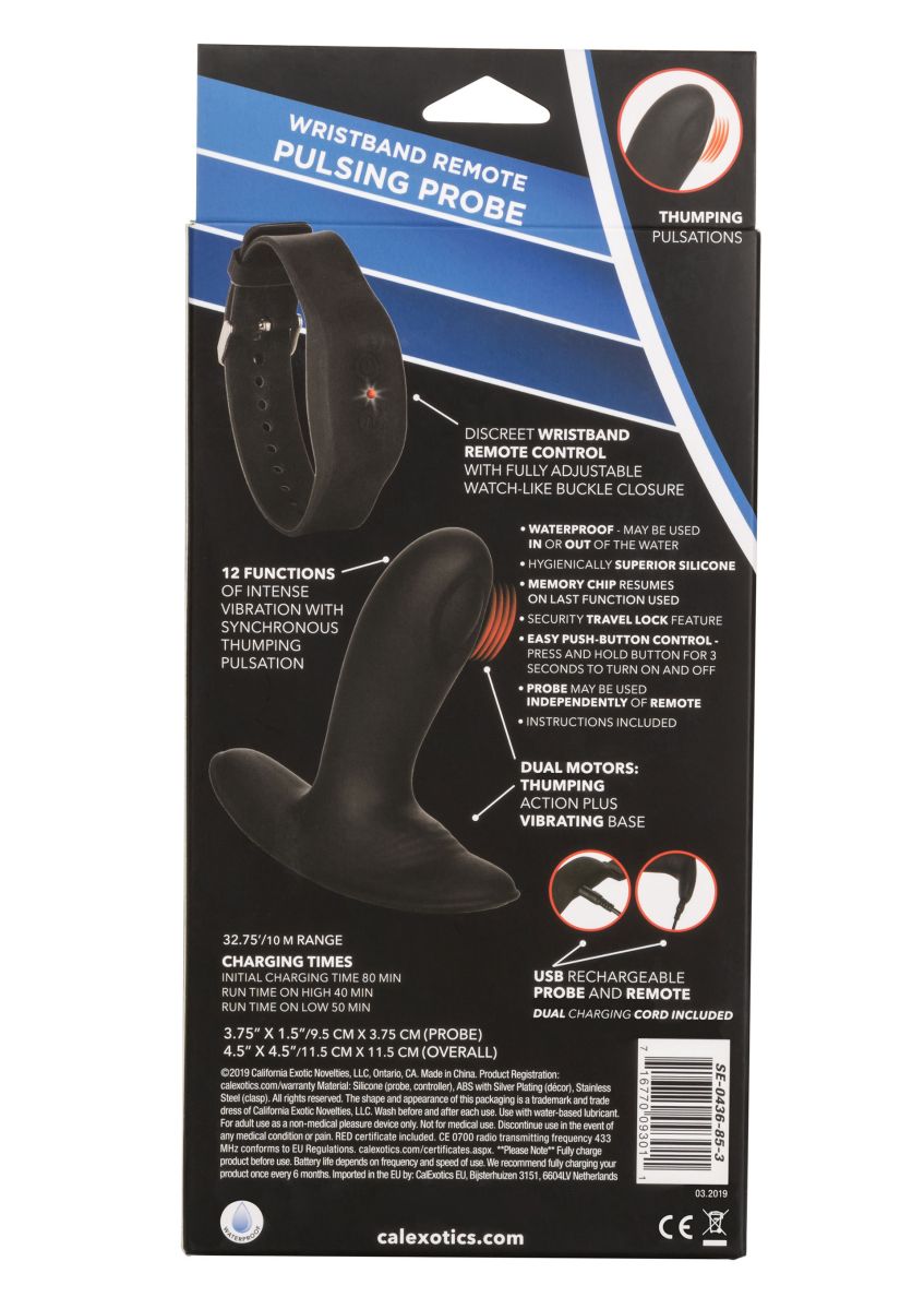фото Анальный вибратор Wristband Remote Pulsing Probe