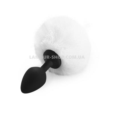 Анальна пробка М Art of Sex - Silicone Bunny Tails Butt plug White
