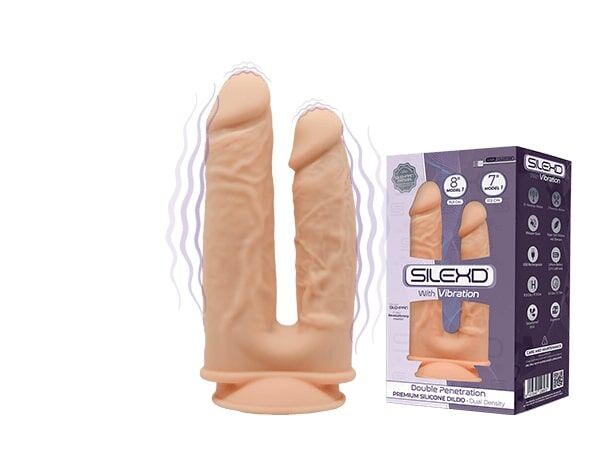 фото Фалоімітатор із вібрацією SilexD Double Gusto Flesh Motor (Model 1 size 8")