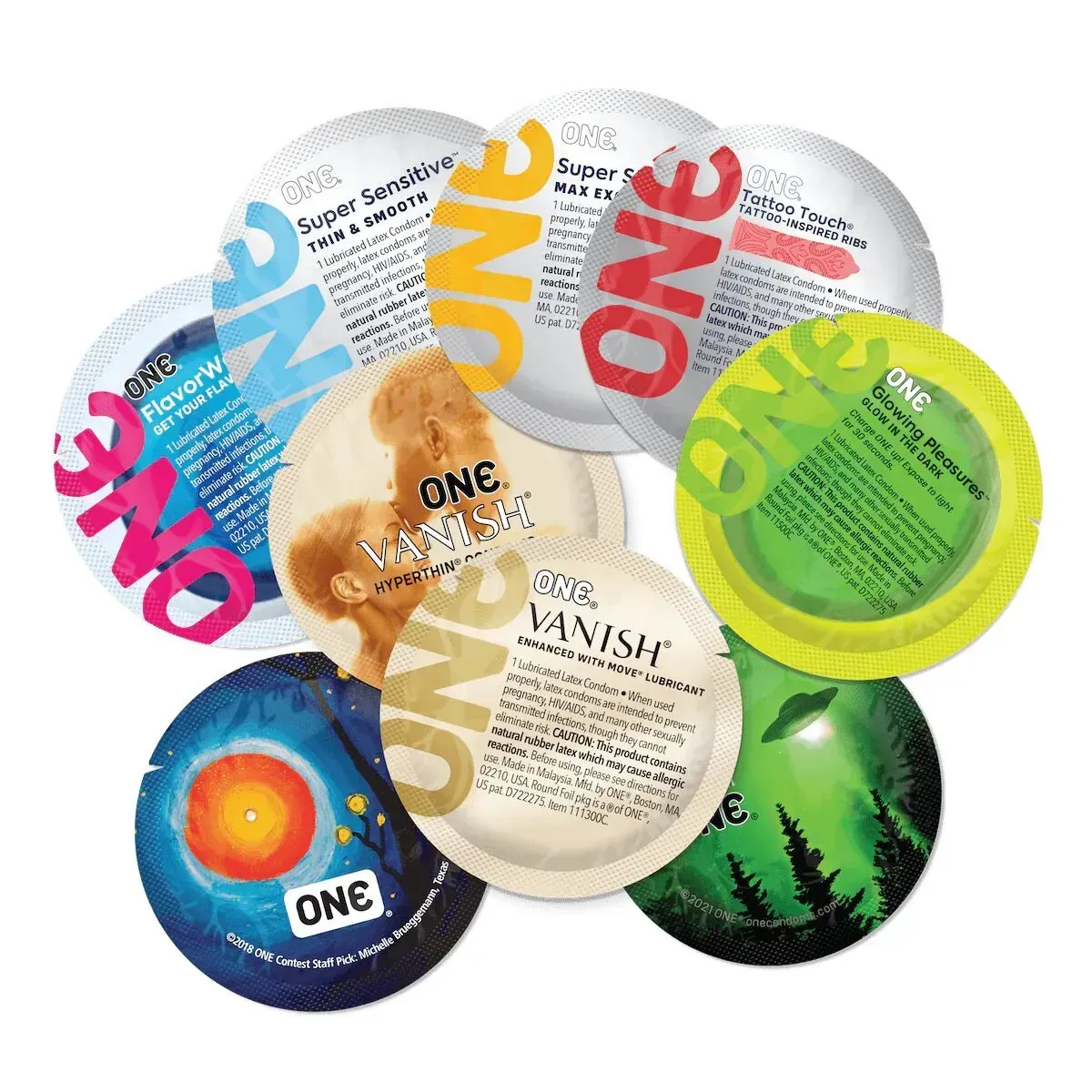 фото Презервативи ONE Mixed Pleasures, 24 шт, 8 видів, лубрикант у комплекті