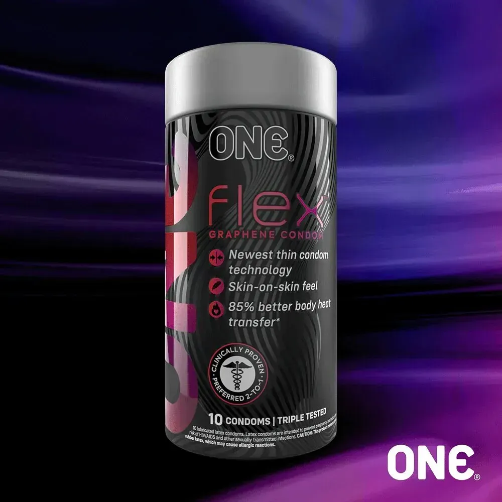 фото Презервативи ONE Flex Graphene, 10 шт, супертонкі, дуже міцні, подарункове пакованнz