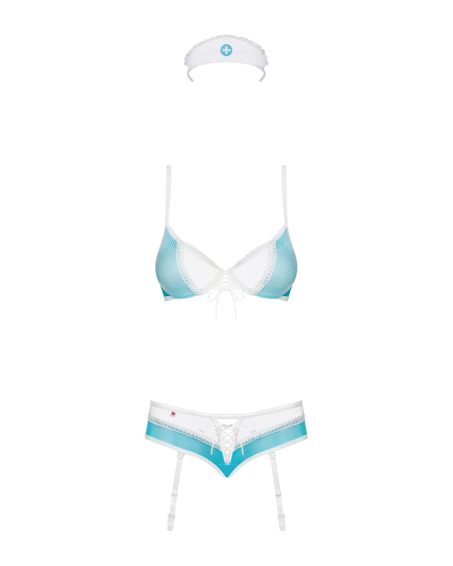 фото Костюм медсестри Obsessive 834-CST-6 S/M, біло-блакитний