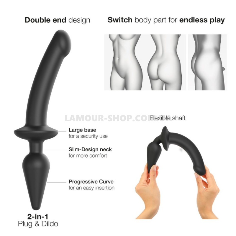 Strap-On-Me Анальна пробка дилдо 2в1 Strap-On-Me SWITCH PLUG-IN DILDO Black S фото фото Анальна пробка дилдо 2в1 Strap-On-Me SWITCH PLUG-IN DILDO Black S