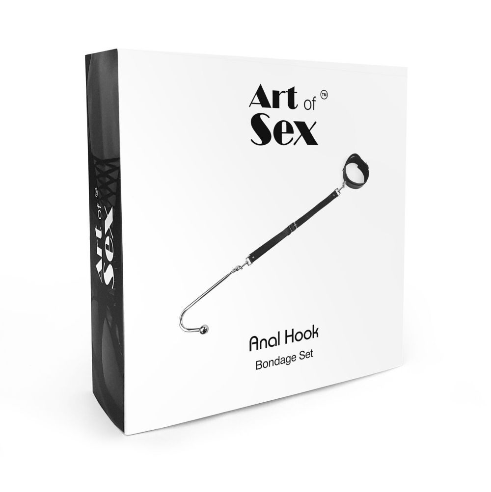 фото Анальний гак  із нашийником з шкіри Art of Sex - Anal hook, Чорний