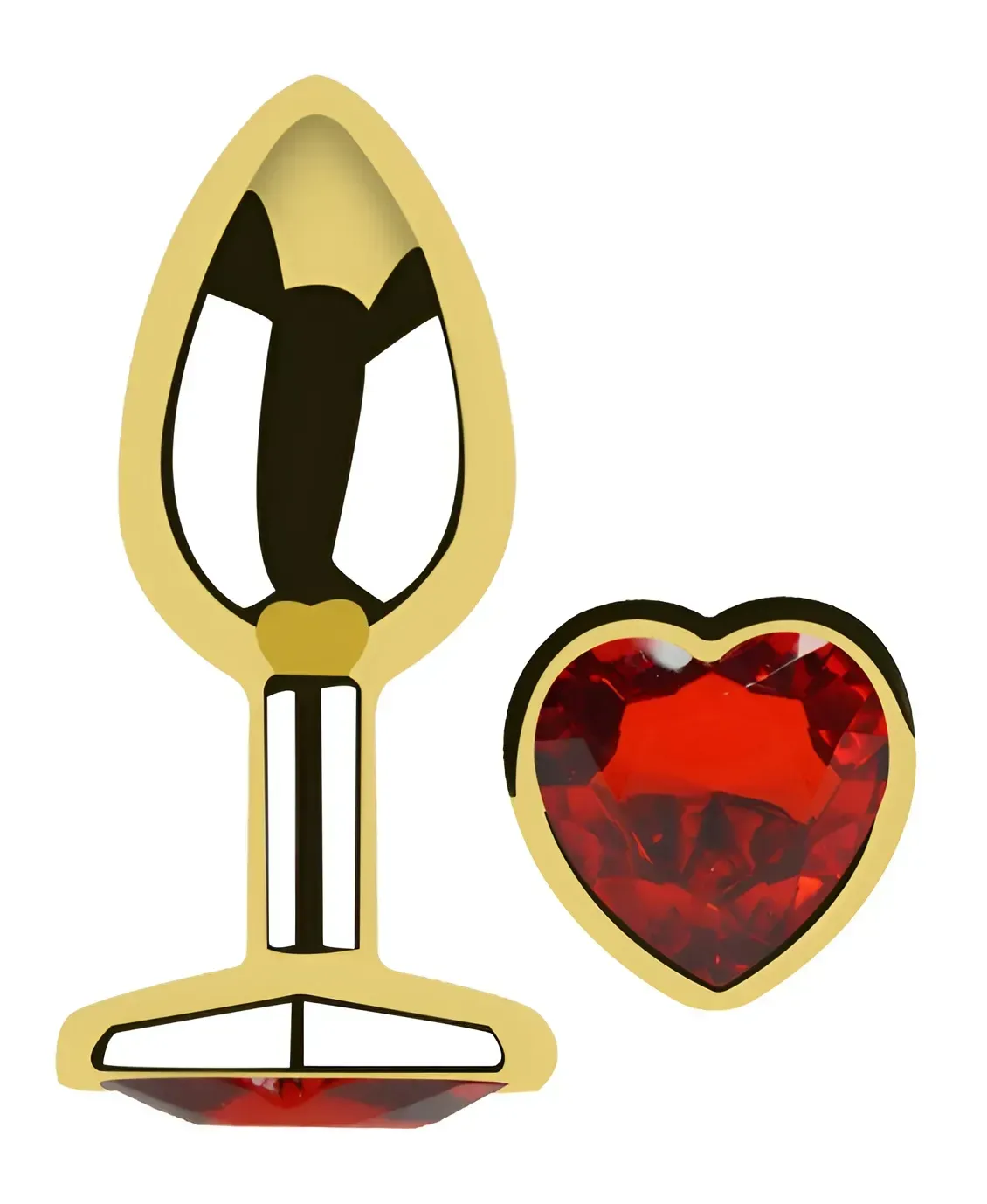 фото Анальна пробк з кристалом EGZO - Gold Heart Plug Red size S