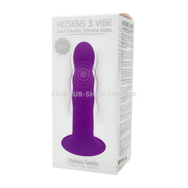 фото Ділдо з вібро Adrien Lastic Hitsens 3 Purple, відмінно для страпону