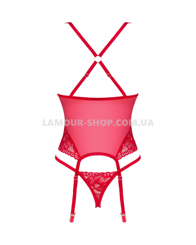 Obsessive Корсет Obsessive Lacelove corset M/L Red, мереживо, підв’язки для панчіх фото фото Корсет Obsessive Lacelove corset M/L Red, мереживо, підв’язки для панчіх
