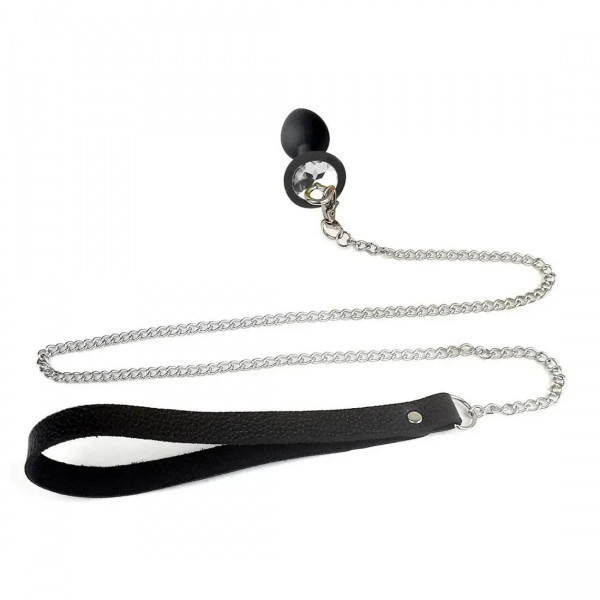 Анальна пробка  Art of Sex Metal Anal Plug with Leash size S з повідцем Bla