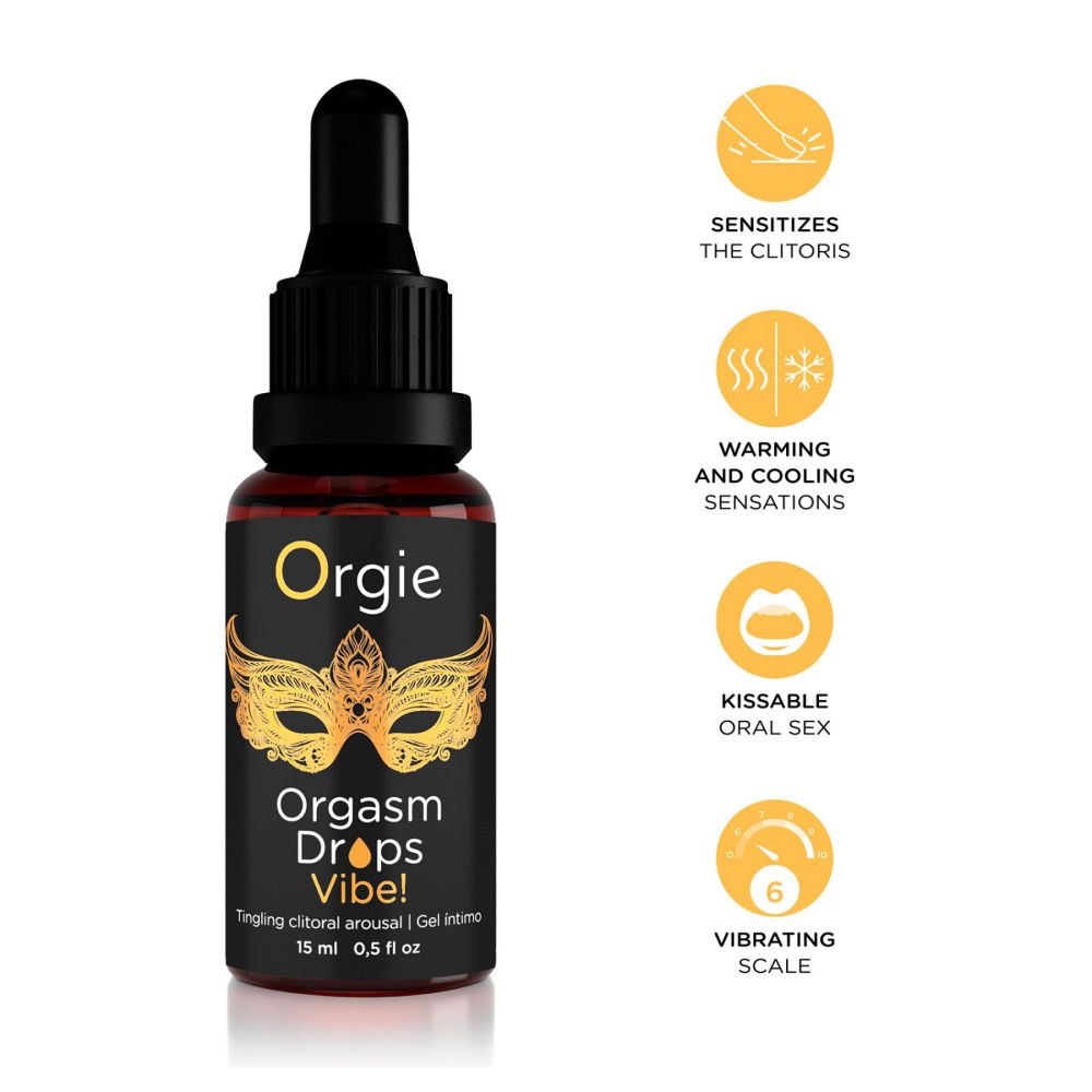 фото Краплі для клітора Orgie Orgasm Drops Vibe!, 15 мл, тепло-холод
