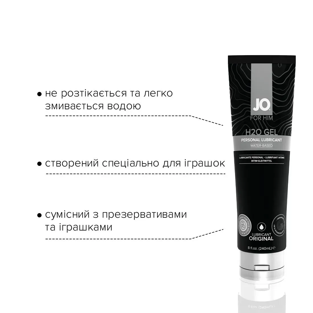 фото Змазка на водній основі JO H2O GEL — ORIGINAL (240 мл), рослинний гліцерин