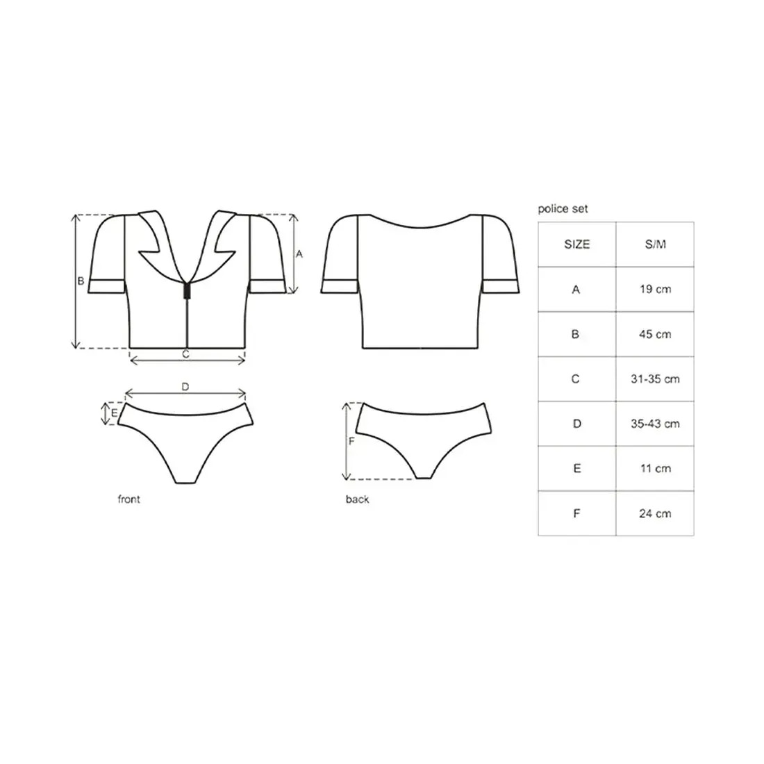 фото Костюм поліціянтки  Obsessive Police set S/M, black, топ, шорти, кепка