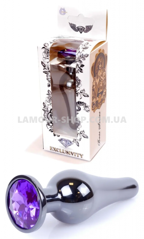 фото Анальна пробка Boss Series - Jewellery Dark Silver BUTT PLUG Purple
