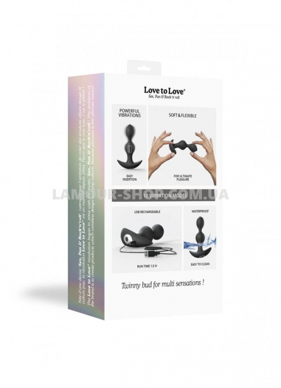 фото Анальний стимулятор гнучкий з вібрацією Love To Love TWINNY BUD Black