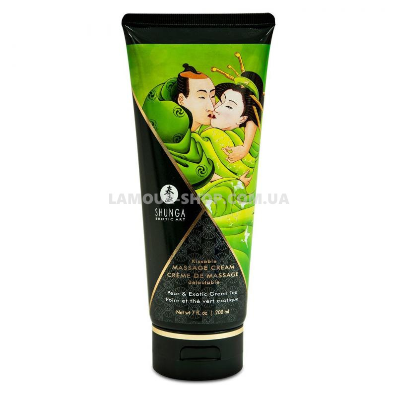 фото Їстівний масаж крем Shunga Kissable Massage Cream – Pear & Exotic Green Tea 