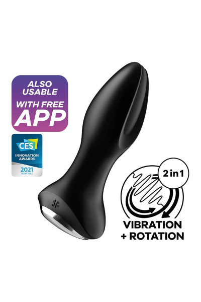 Анальна вібропробка із перлинним масажем Satisfyer Rotator Plug 2+ Black