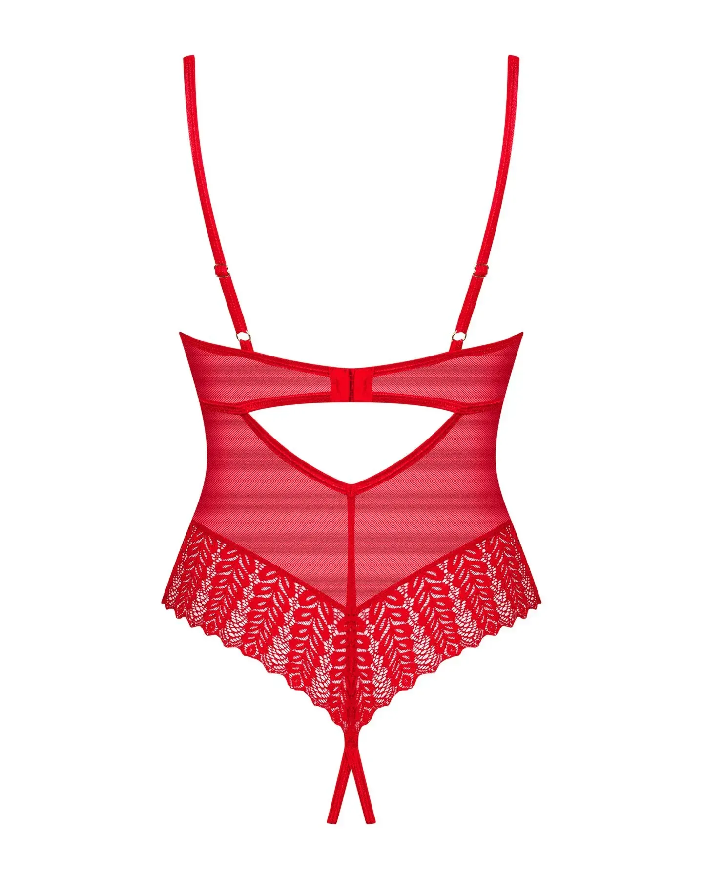 фото Боді  Obsessive Ingridia crotchless teddy XS/S, червоне, відкриті груди
