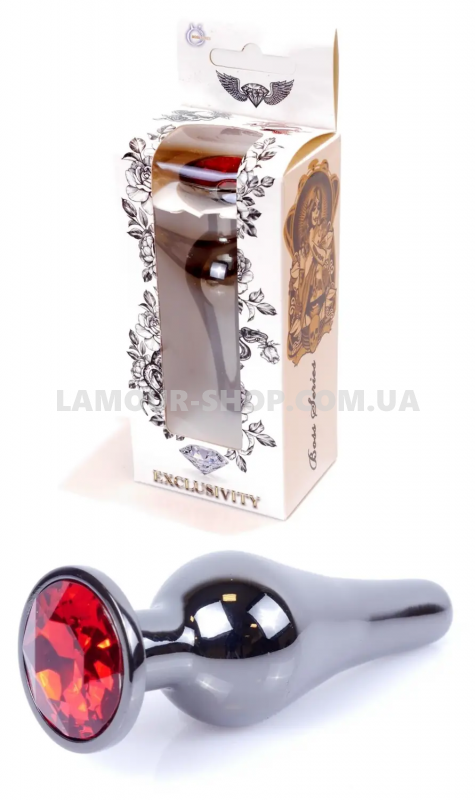 фото Анальна пробка Boss Series - Jewellery Dark Silver BUTT PLUG Red